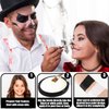 Jim&Gloria Black and White Face Paint + Painting Brush + UV Glow Tattoos, Sweatproof & Water Resistance Paints, Professional Palette Makeup Kit for Halloween SFX Costume Skeleton Clown Joker Mime