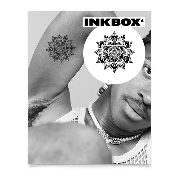 Inkbox Temporary Tattoos, Semi-Permanent Tattoo, One Premium Easy Long Lasting, Water-Resistant Temp Tattoo with For Now Ink - Lasts 1-2 Weeks, Mandatron's Mandala, 4 x 4 in