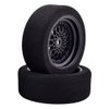 Shaluoman 4Pcs 1/10 On-Road Foam Tires& 2080-3mm Wheel Rims 12mm Hex for HSP HPI RC Racing Car Toy, Black