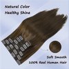 Honsoo Long Hair Extensions Real Human Hair Extensions 22in Chocolate Brown 120g 7pcs Clip in Remy Human Hair Extensions