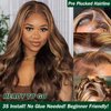Mayouda Brown Body Wavy 13x4 HD Lace Frontal Wig for Black Women Long Body Wavy Curly With Baby Hair Lace Front Wigs Synthetic Pre Plucked Wigs Hair Lace Front Wigs (B-Highlight Brown, 30Inch)