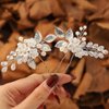 Brishow Flower Bride Wedding Hair Pins Silver Leaf Hair Pieces Bridal Pearl Hair Accessories for Women and Girls