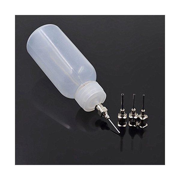 1 Oz (30ml) Plastic Henna Bottle Applicator with 4 Stainless Steel Tips.