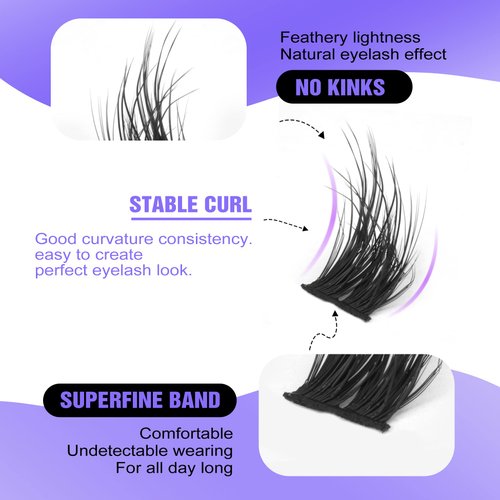 Cluster Lashes Wispy Eyelash Extensions 3D Flat DIY Flat Lash Clusters Individual Faux Mink Lashes False Eyelashes Pack by ALICE