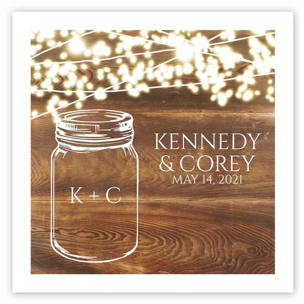 Country Sparkler Personalized Cocktail Napkins / 100 White Paper Uncoined Rustic Lights Napkins With Personalization / 4 3/4" x 4 3/4'' Folded Custom 3 Ply Napkins/Made In The USA