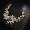 JWICOS Wedding Crystal Hair Comb Bridal Hair Comb Hair Clip Vine Headpiece Wedding Hair Accessories for Brides (Gold)