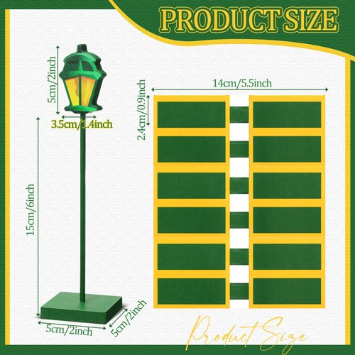 Colingmill 6 Pcs Street Sign Lamp Post Centerpiece Wooden Lamp Post with Street Sign Sticker Street Party Supplies for Toy Decor Friend Birthday Street Party Decoration (Green)