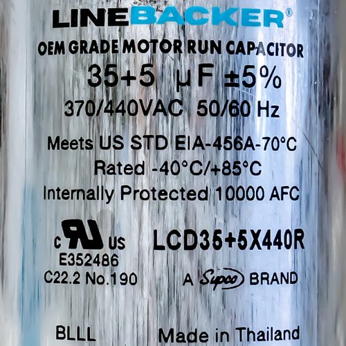Supco Capacitor Round Dual Run 35 + 5 uf 370/440 Volts for HVAC Motors Compressors LCD35+5X440R Linebacker