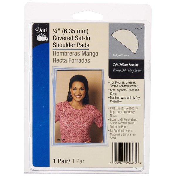 Dritz 53070 Shoulder Pads, Covered Set-in, 1/4-Inch, 1/4", Natural