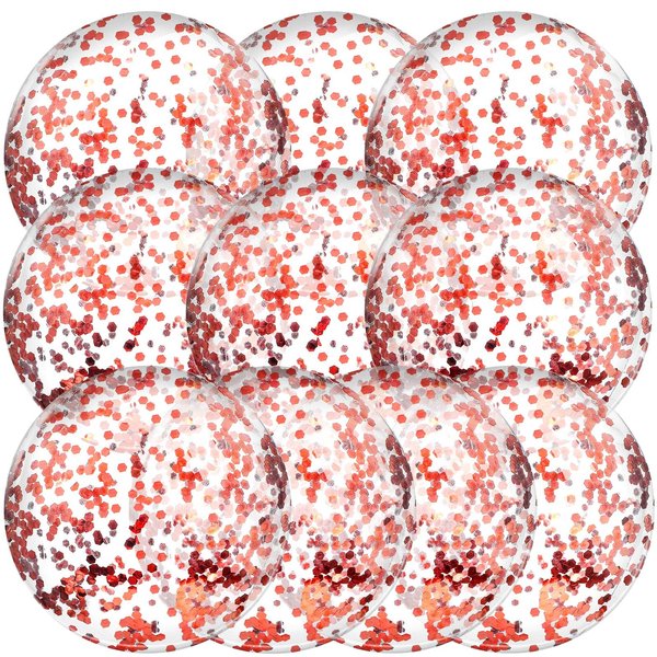 Civaner 10 Pieces Inflatable Beach Balls Glitter Christmas Swimming Pool Balls Christmas Outdoor Decor Ball Ornaments Floatable Confetti Ball for Beach Party Xmas Party Favor, 16 Inch(Rose Gold)