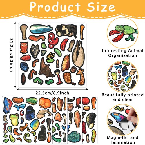 134Pcs Cryptid Construction Kit Animals Fridge Magnets for Kid Creature Creation Magnetic Toys for Toddlers Educational Monster Refrigerator Magnets for Whiteboard Baby Children Gift Learning Toy