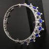 QIDIAN Bride Water Droplets Full Crown Pageant Crowns Princess Tiara Retro Round Crown Bride Hair Accessories (Blue)