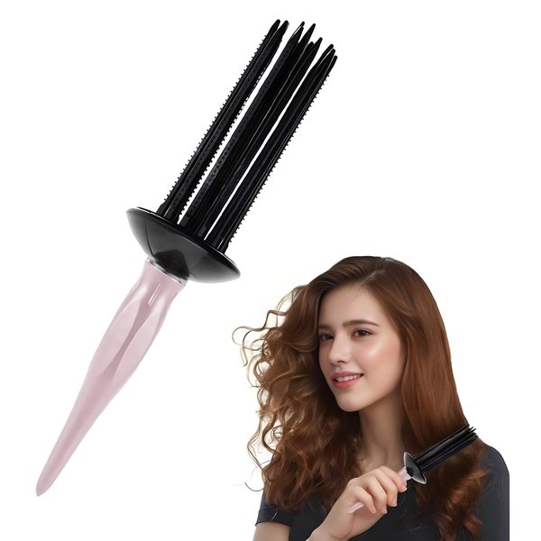 Neuvikter 17 Teeth Curl Defining Brush, Professional Hair Styling Tool for Curly and Wavy Styles (Pink)