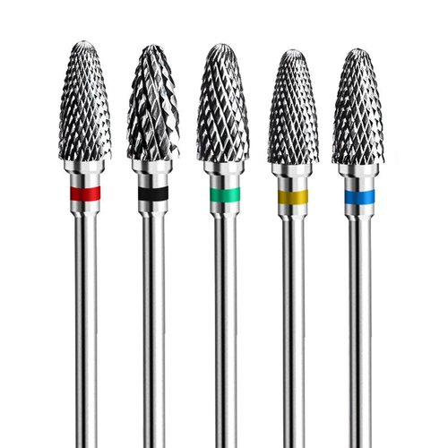 Fantexy Nail Drill Bits Set For Acrylic Nails,3/32 Inch Professional Tungsten Nail File Bits Nail Art Tools,Manicure Pedicure Shapen Remove Tools, Home Salon Use(5pcs）