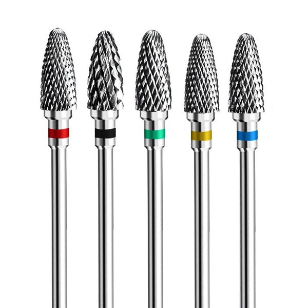 Fantexy Nail Drill Bits Set For Acrylic Nails,3/32 Inch Professional Tungsten Nail File Bits Nail Art Tools,Manicure Pedicure Shapen Remove Tools, Home Salon Use(5pcs）