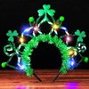 Aukmla Green St Patricks Day Headband Light Up Hair Accessories Irish Headpiece for Women and Girls