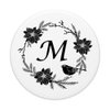 Cell Phone Pop Out Holder,Black and White Floral Letter M PopSockets Grip and Stand for Phones and Tablets