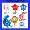 HADCKJA Baseball Balloon Baseball Birthday Party Supplies Number 6 Balloon Baseball Glove Balloon Red Blue Star Red Blue Confetti Balloon for Boy Shower Decorations Birthday Party Decorations 9Pcs
