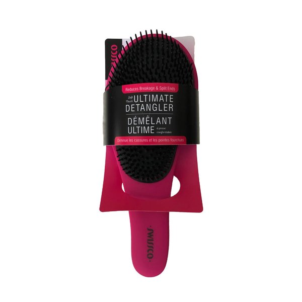 Swissco Soft Touch Detangling Hair Brush for Natural, Curly, Wet or Dry Hair (Dark Deep Pink)