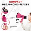 PYLE-PRO Portable Megaphone Speaker Siren Bullhorn - Compact and Battery Operated with 20 Watt Power, Microphone, 2 Modes, PA Sound and Foldable Handle for Cheerleading and Police Use PMP24PK (Pink)