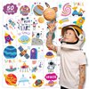 EMOME 50 Sheets Individually Wrapped Space Kids Tattoos Temporary for Boys, Space Tattoo Stickers for Outer Space Party Favors, Spaced Themed Party Supplies for Astronaut Birthday Decorations