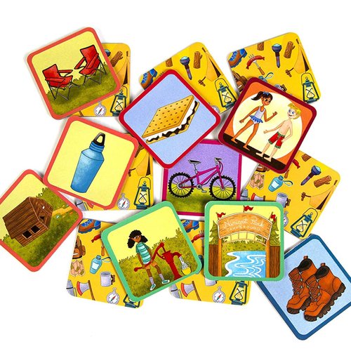 Upbounders Camping Outdoors Memory Match Beginner Board Game for Toddlers, Joyfully Diverse and Inclusive Cast of Characters in Rural Nature Scenes (Multicultural)