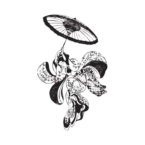 Japanese Geisha Dress Dancer Vinyl Wall Art Decal Sticker. 21in X 34in. #307s