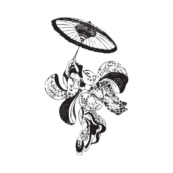 Japanese Geisha Dress Dancer Vinyl Wall Art Decal Sticker. 21in X 34in. #307s