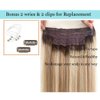 Wire Hair Extensions Human Hair Extensions, Hair Extensions Wire Human Hair, Fish Line in Straight Invisible, 20inch 100g Ombre Ash Brown to Dirty Blonde and Platinum Blonde Highlights 100% Real Remy