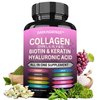 Collagen Pills Peptides Types I, II, III, V & X MCG Biotin Keratin Hyaluronic Acid MSM Vitamin A Vitamin C Vitamin E Zinc Magnesium with Grape Seed Extract, Quercetin - Hair Skin and Nails Vitamins