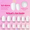 AddFavor Oval Press on Nails Short Fake Nails, 240pcs White Nails Press on Almond False Nail Full Cover Acrylic Nail for Women and Girls