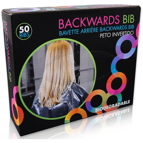 FRAMAR Backwards Bib Disposable Capes Salon, Protects Clients, Salon Chair & Salon Cape from Hair Dye, Disposable salon capes for clients, Barber Cape & Hair Cutting Cape – 50 bibs