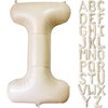Cream White Letter I Balloons, 40 Inch Giant Letter Balloons I Foil Mylar Helium White Letter Balloons for Birthday Party Supplies Anniversary Event Celebration Decorations Alphabet White I