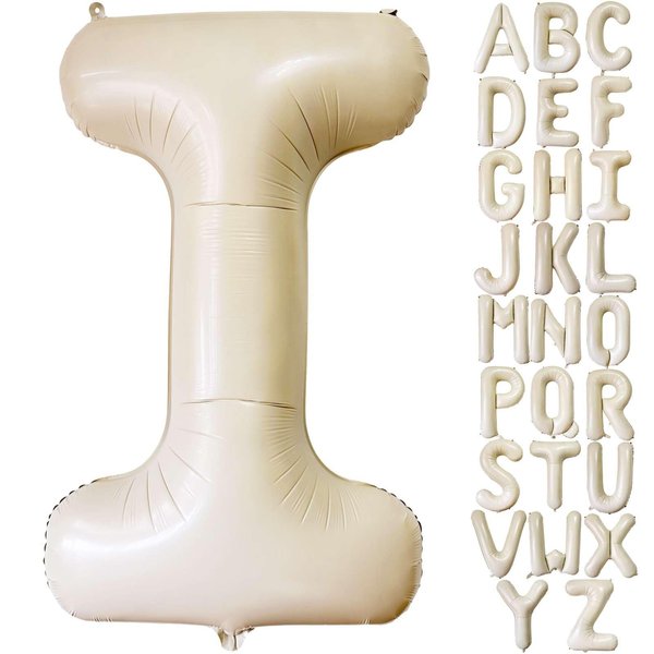 Cream White Letter I Balloons, 40 Inch Giant Letter Balloons I Foil Mylar Helium White Letter Balloons for Birthday Party Supplies Anniversary Event Celebration Decorations Alphabet White I