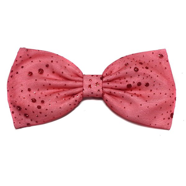 Red Polka Dot Glitter Hair Bow-figure Skating, Dance, Performance-for Girls, for Teens, for Women (Barrette)