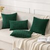 MIULEE Pack of 2 Dark Green Corduroy Decorative Throw Pillow Covers 18x18 Inch Soft Boho Striped Pillow Covers Modern Farmhouse Home Decor for Sofa Living Room Couch Bed