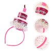 NUOBESTY Happy Birthday Cake Headband Cupcake Hairband Sequins Headpiece Shiny Hair Band Party Hair Hoop Child Birthday Tiara Hair Accessories for Children