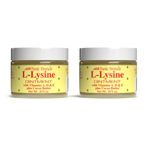Basic Brands - L-Lysine Ointment - 0.875 oz - Lysine Cold Sore Treatment and Blister Relief - Soothes Chapped Lips and Dry Skin – 2-Pack