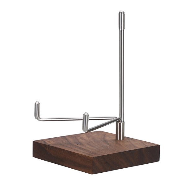 Hipiwe Rock Display Stand with Wooden Base Adjustable Metal Arms Display Stand Easel for Geode Mineral Agate Gemstones Fossils Plate and Photo,3.1"x3.1"x5"