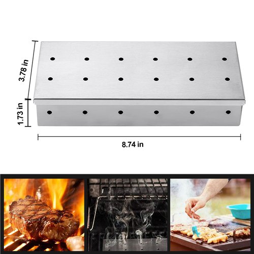 UIRIO Smoker Box for Gas Grilling - Wood Chip Smoker Box for Charcoal Grill - Enhance Grilling Flavors for BBQ Enthusiasts