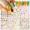 Fruits Nail Art Stickers 3D Self-Adhesive Nail Decals, Cherry Lemon Peach Strawberry Nail Sticker Decoration, Laser Glitter Nail Design for Women Girls Manicure Tips Nails Decal (8 Sheets)