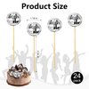 24 Pcs Disco Ball Cupcake Toppers, Birthday Cake Topper Mini Disco Ball Cake Picks Disco Theme Decorations for 1970s Disco Party Favor