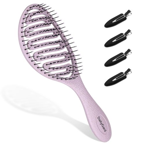 Daily Gard Detangling Brush, Dry and Wet Vented Detangler Hair Brush for Women and Men, Paddle Quick Drying Hairbrush for Wet/Dry/Curly/Thick/Long/Wavy/Damaged Hair, Purple
