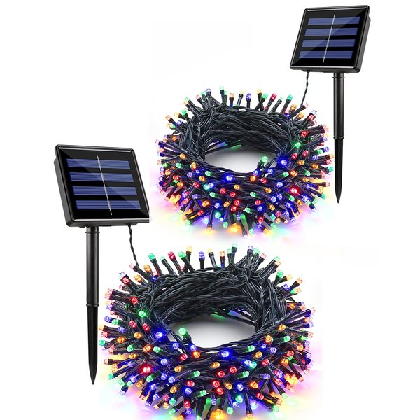 Flacchi 2 Pack Solar String Lights Each 72ft 200 LED 8 Modes Outdoor String Lights Waterproof Solar Fairy Lights for Garden, Patio, Fence, Balcony, Outdoors,Holiday Decoration