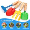 Anzmtosn Kids Metal Garden Tool Set Sand Toy, Rake, Spade, Hoe and Leaf Rake, Beach Shovels Scoop Toy, Essential Toddler Sandbox Kit Beach Gear Accessories Outdoor Gardening, 4 Pack