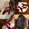 4 Pcs Cherry Bow Hair Clip Red Hair Accessories for Women,Velvet Alligator Cherry Hairpins Ponytail Hair Barrettes for Winter Daily Christmas Hair Decoration (red)