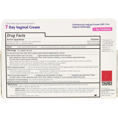 Taro Clotrimazole 7 Vaginal Cream 45 g (Pack of 4)