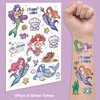 EMOME Temporary Tattoos for Kid, Kids Tattoo Stickers for Birthday Party Supplies Decorations, Glitter Luminous Temporary Kids Tattoos (Mermaid)