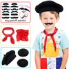 Tacobear Kids Artist Costume with Overalls Beret Beard Bow Tie Paint Bucket Brush, Halloween Career Day Outfit for Boys Girls