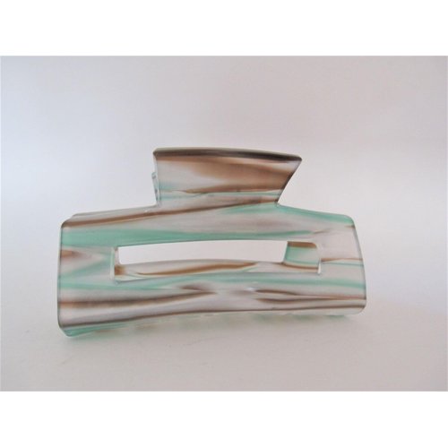 Blue brown frosted white clear rectangle pearl marbled hair claw clip